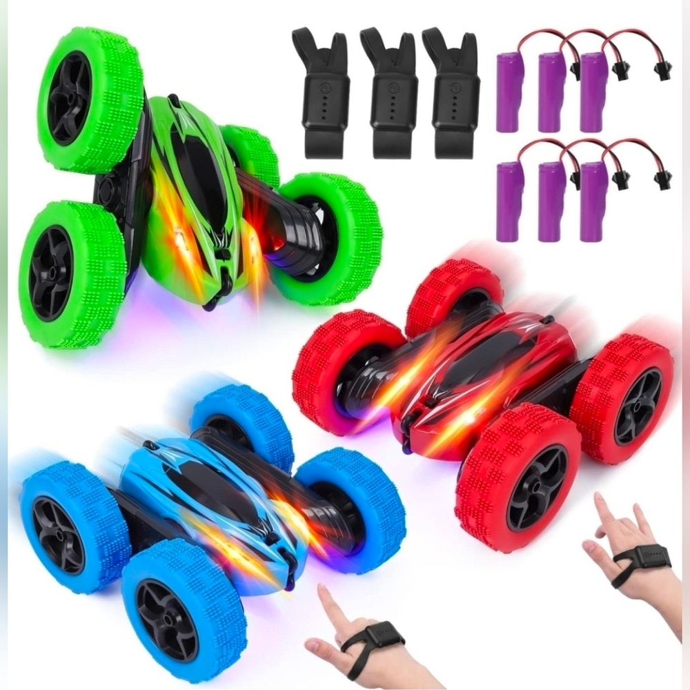 3-Pack Remote Control Stunt Car Watch Gesture Sensor 4WD Double Sided 360